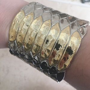 Vince Camuto Gold & Silver Embossed Snakeskin Cuff